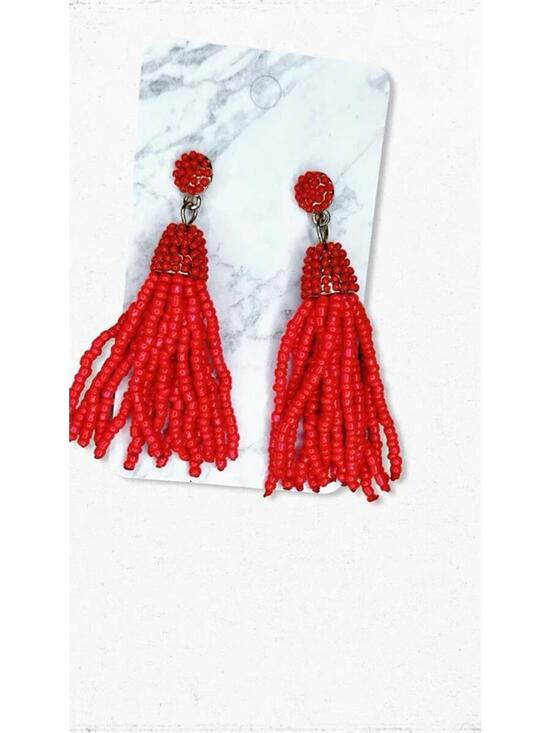 Jewelry - 5778gc. Red Tassel Earrings